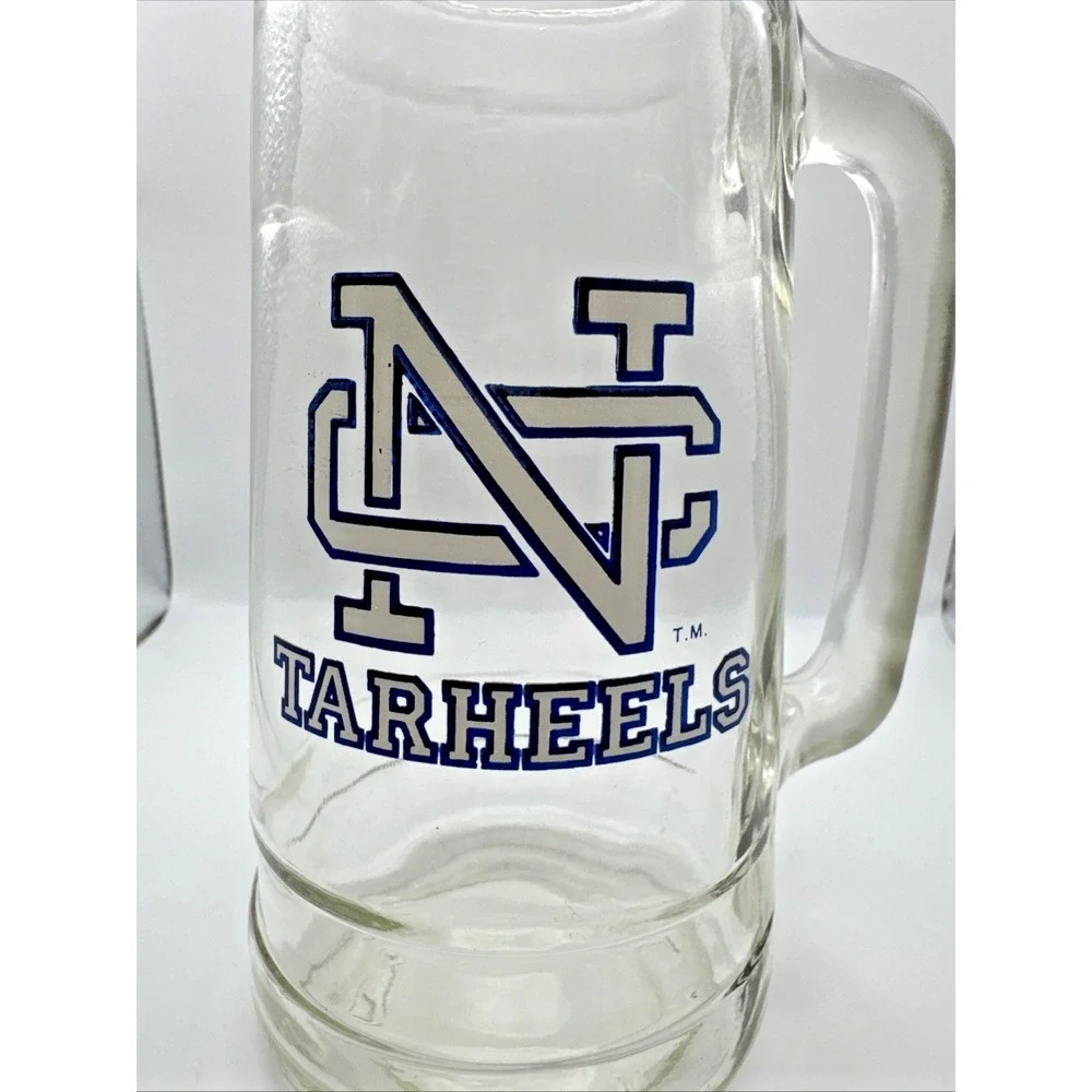 University of North Carolina Tarheels Tall Glass Beer Stein Mug UNC Vintage Logo